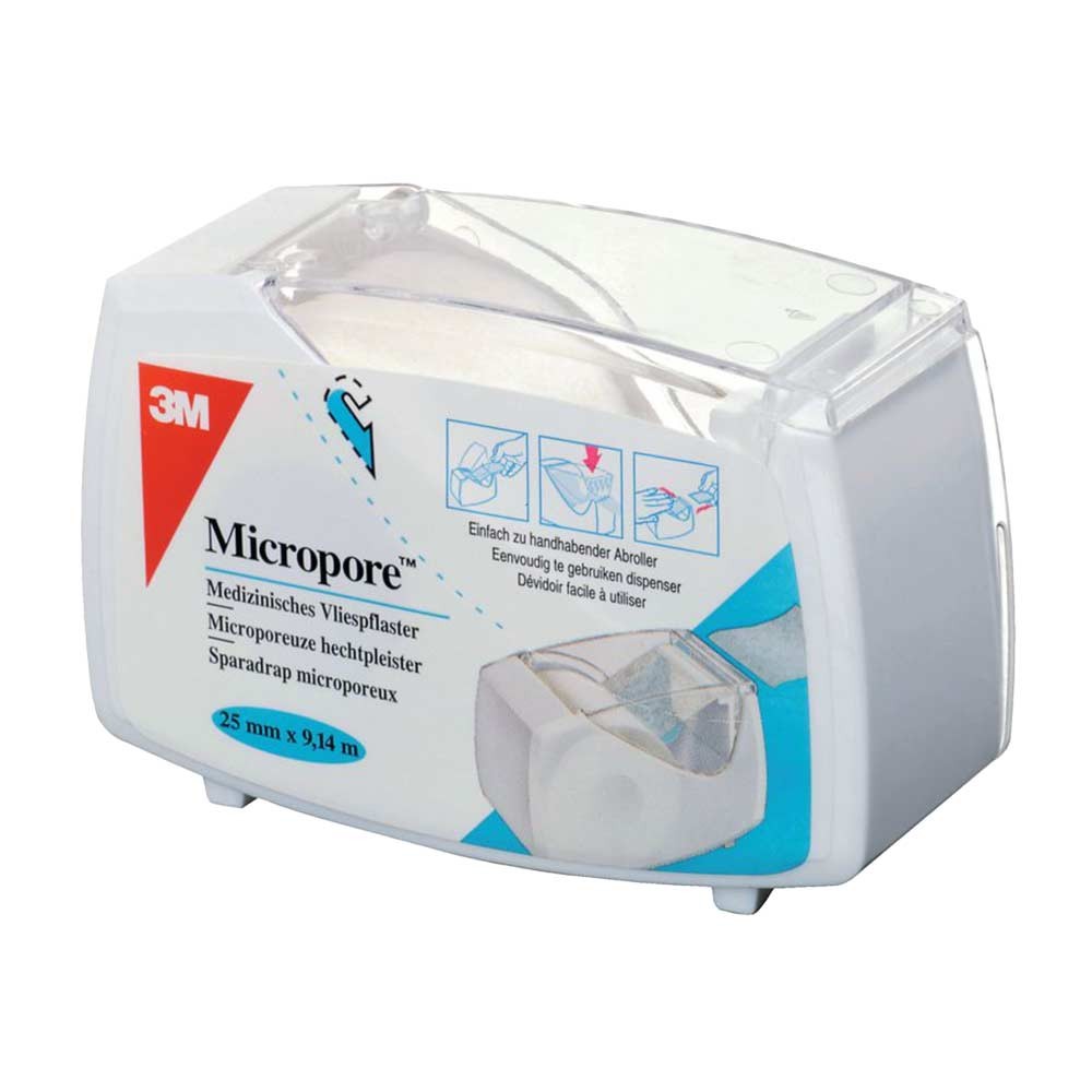 Sparadrap Micropore™ dévidoir hermétique blanc 2,5 cm